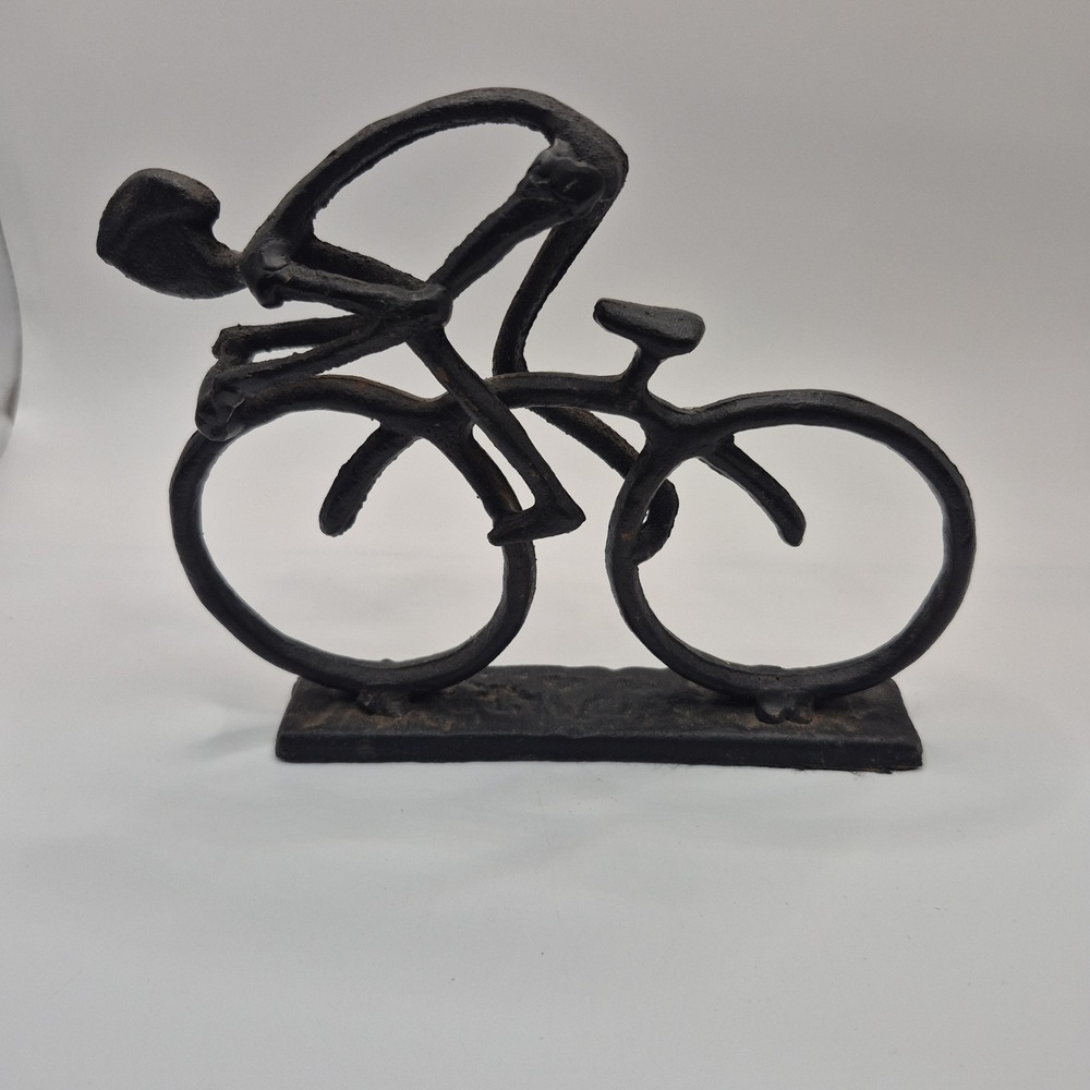 Cast Iron Cyclist Sculpture